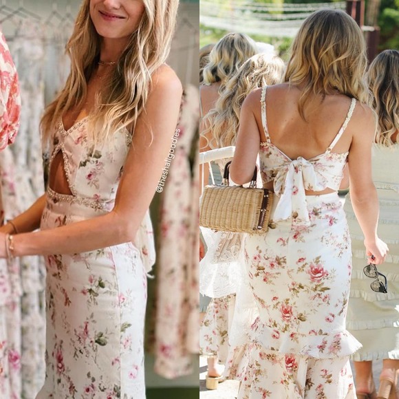 V. CHAPMAN The Luna Dress English Rose Floral Cutout Embellished Beaded Midi - Picture 2 of 11